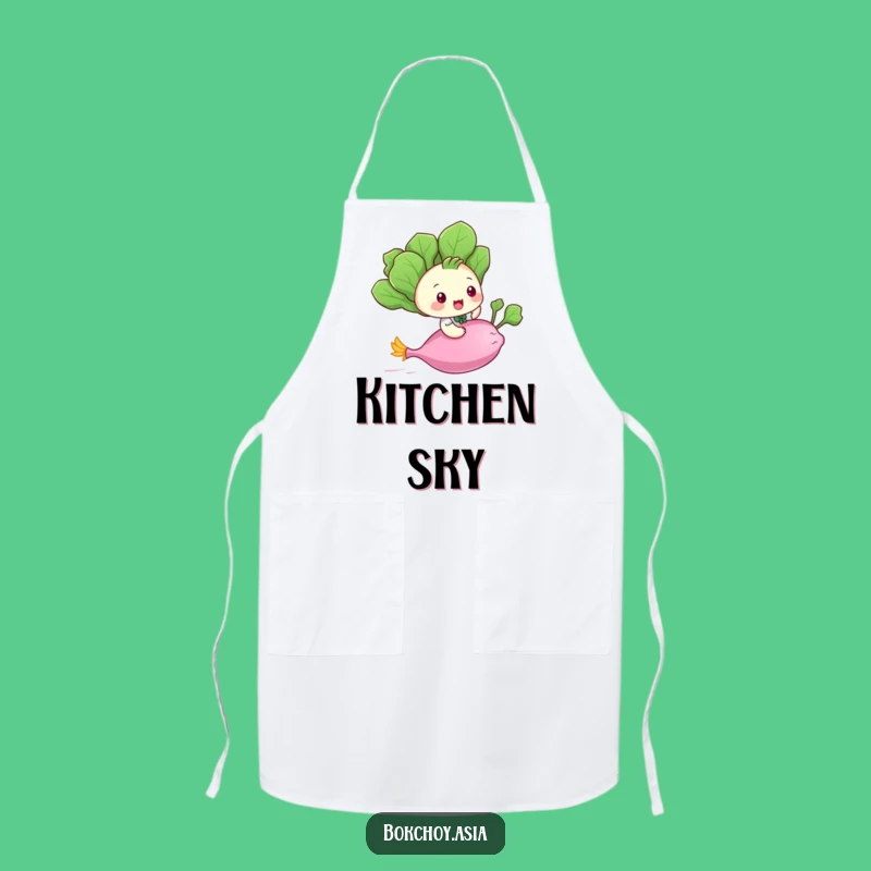 Funny Bok Choy Flying Apron - Playful Veggie for a Whimsical Kitchen