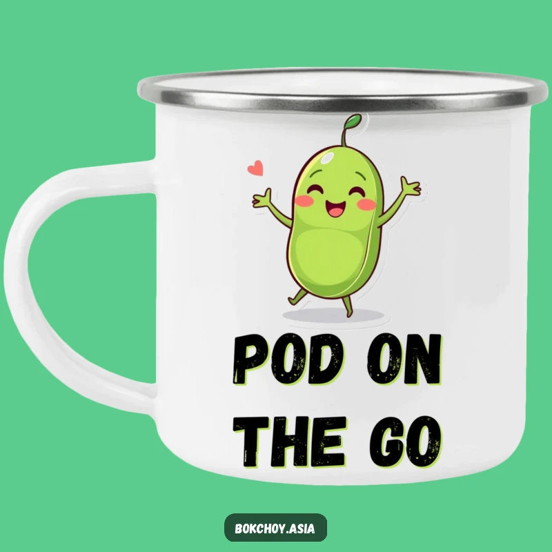 Funny Pea Pod Dance Camping Mug - Outdoor Laughs with this Veggie Character