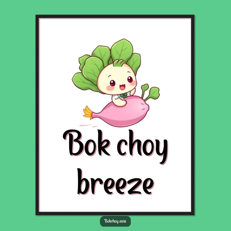 Funny Bok Choy Flying Digital Art - Playful Veggie Printable for Whimsy