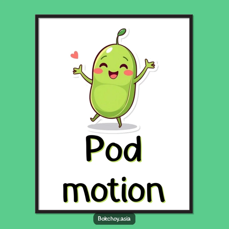 Funny Pea Pod Dance Digital Art - Cheerful Veggie Character Printable for Laughs