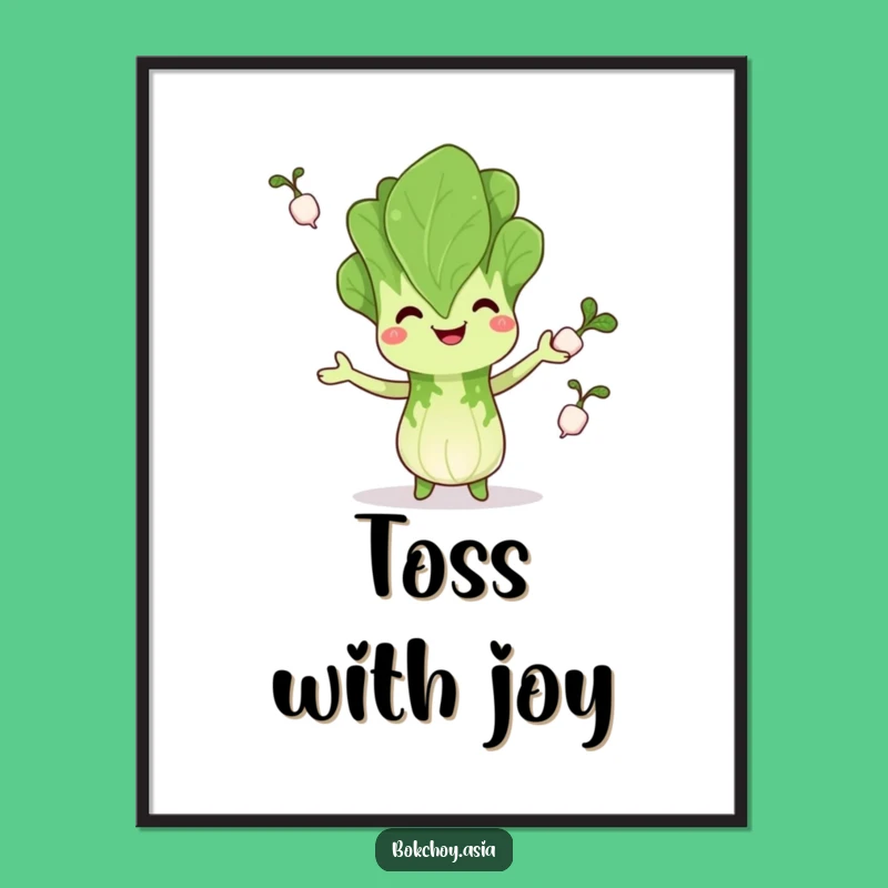 Funny Bok Choy Juggling Poster: Veggie Acrobatics Art Print, Unique Funny Gift