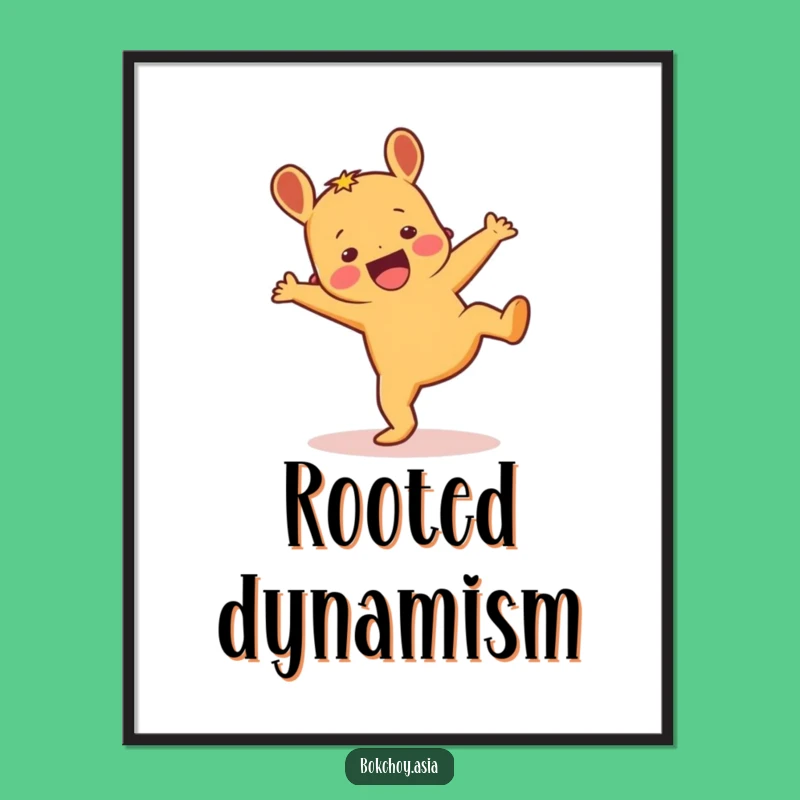 Funny Ginger Cartwheel Poster - Excited Root Veggie Art for a Lively Space