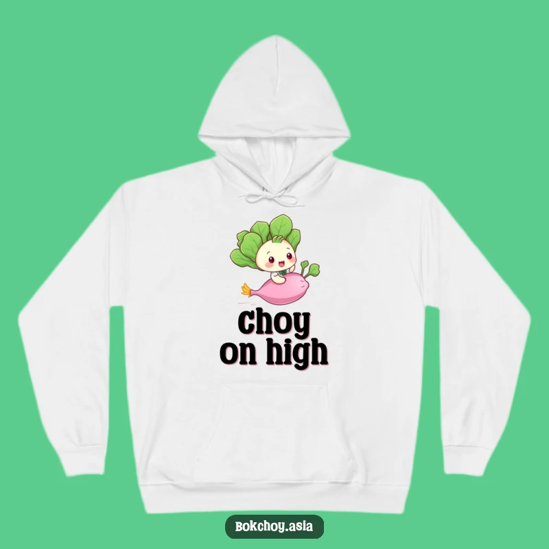 Funny Bok Choy Flying Hoodie - Cozy Adventure with this Playful Veggie