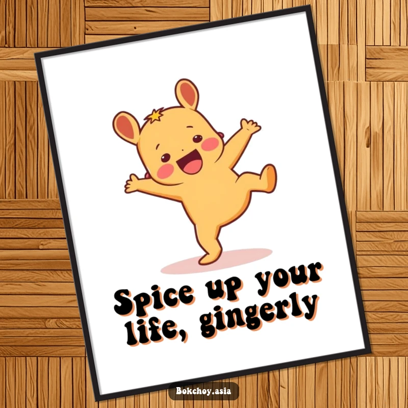 Funny Free Printable Wall Art: An excited ginger character mid-cartwheel, adding a splash of dynamic humor to decor.