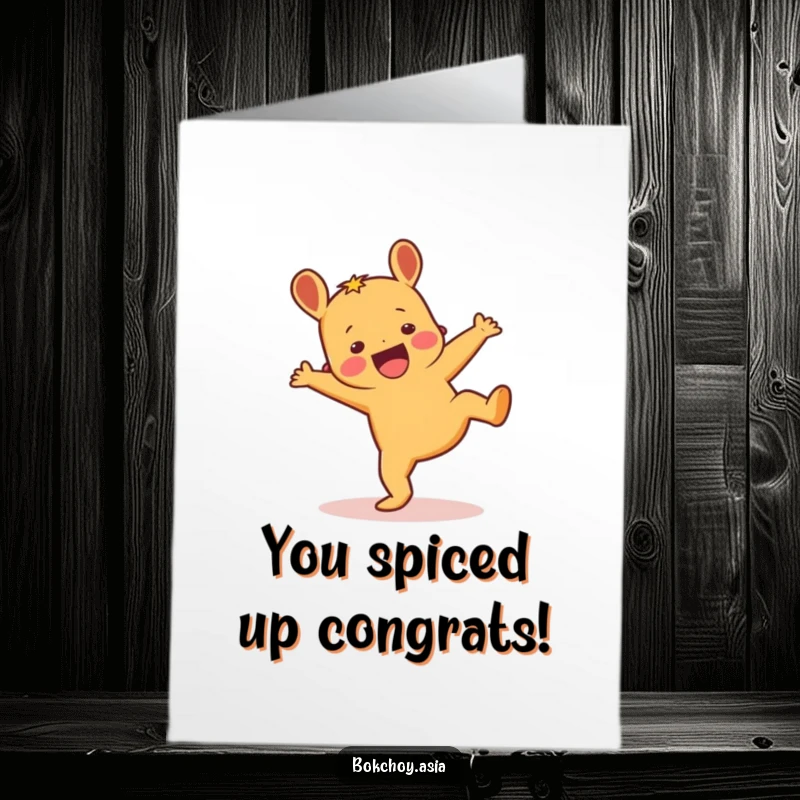 Funny Free Printable Congratulations Card: An energetic ginger character performing a cartwheel, celebrating a fantastic achievement.